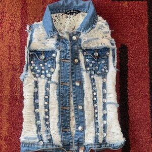 VIP Jeans Custom Rhinestone Jean Vest